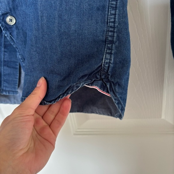 Mens Mango Denim Chambray Blue Button Down Shirt Size Small - Picture 5 of 6